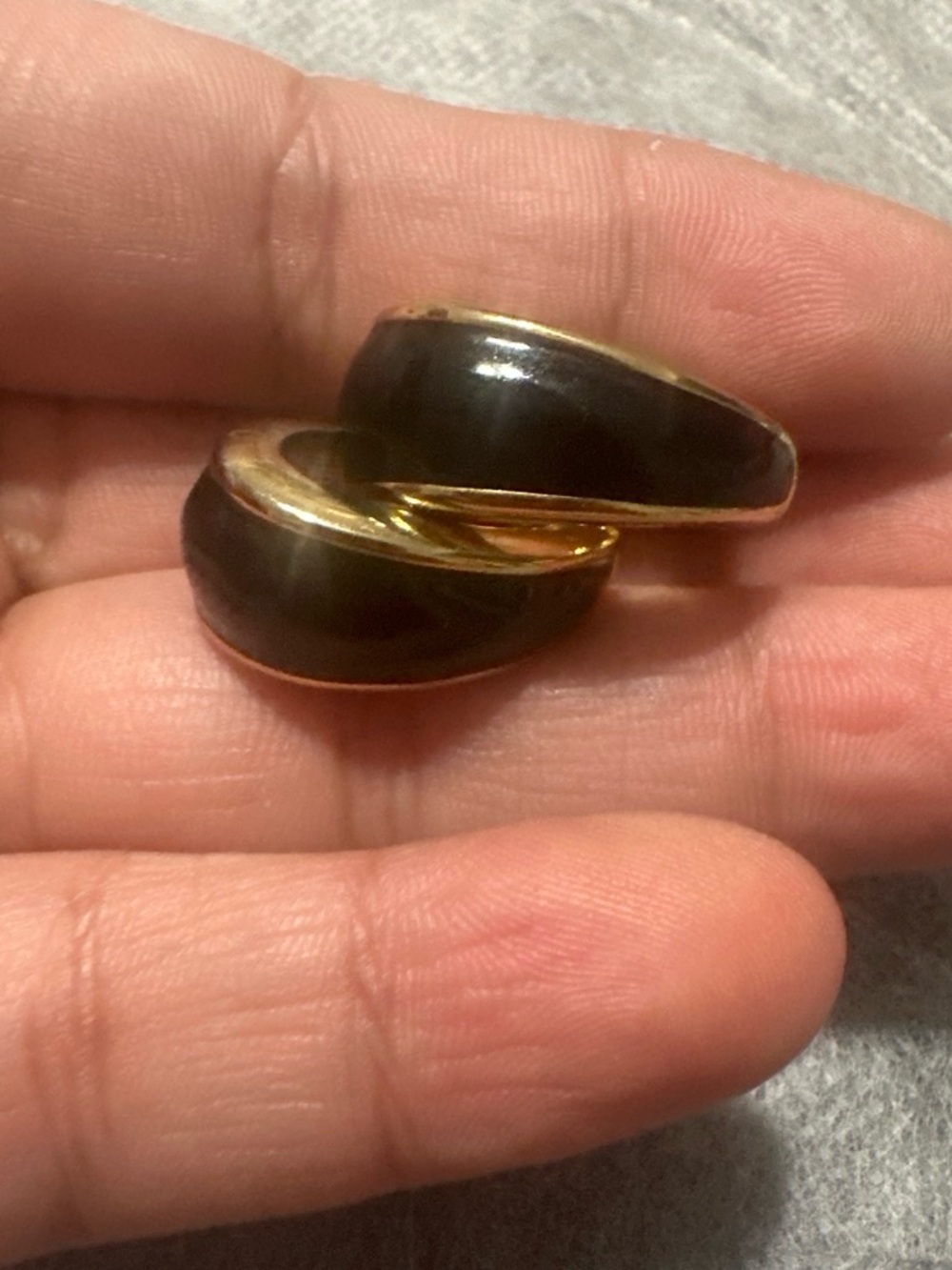 Napier Gold-Tone Black Enamel Swirl Clip Earrings